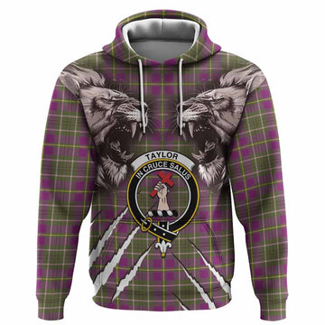 Taylor (Tailyour) Tartan Crest Hoodie Ferocious Lion Style
