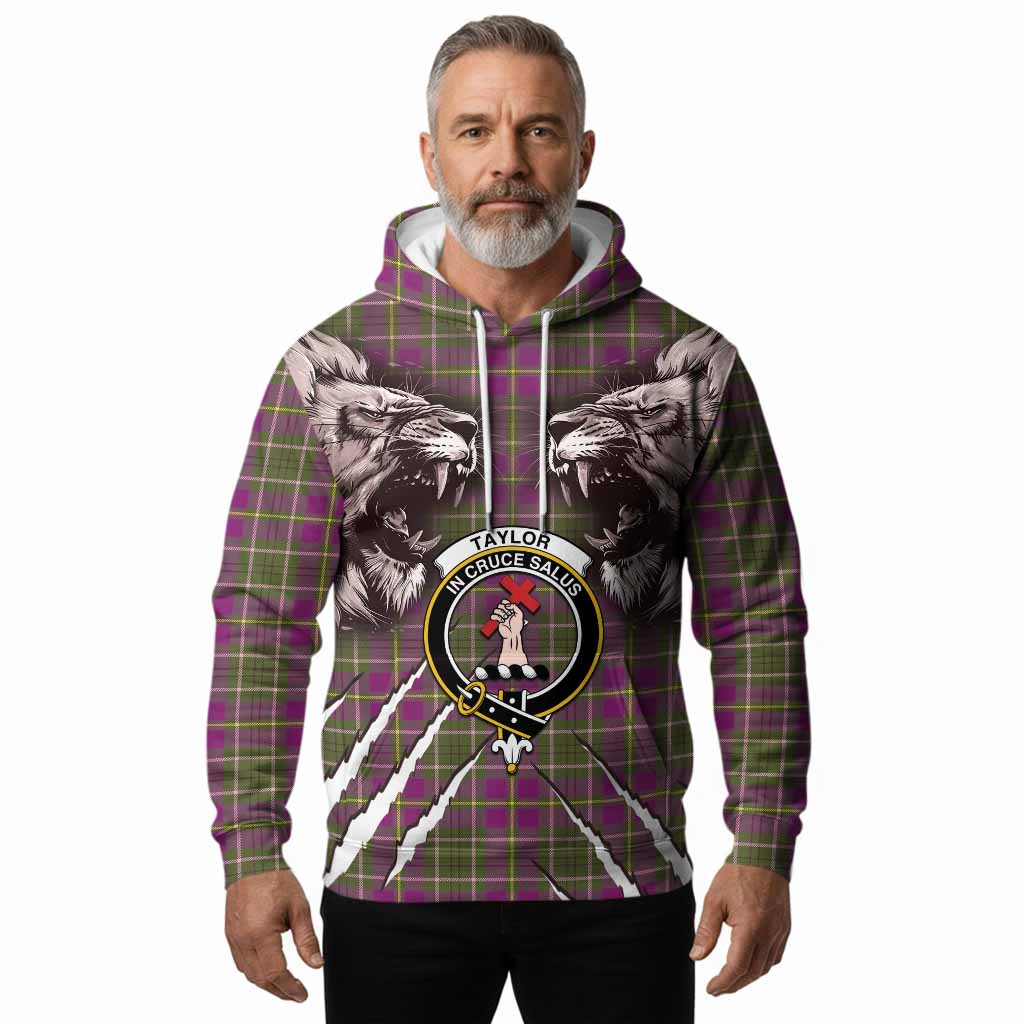 Taylor (Tailyour) Tartan Crest Hoodie Ferocious Lion Style