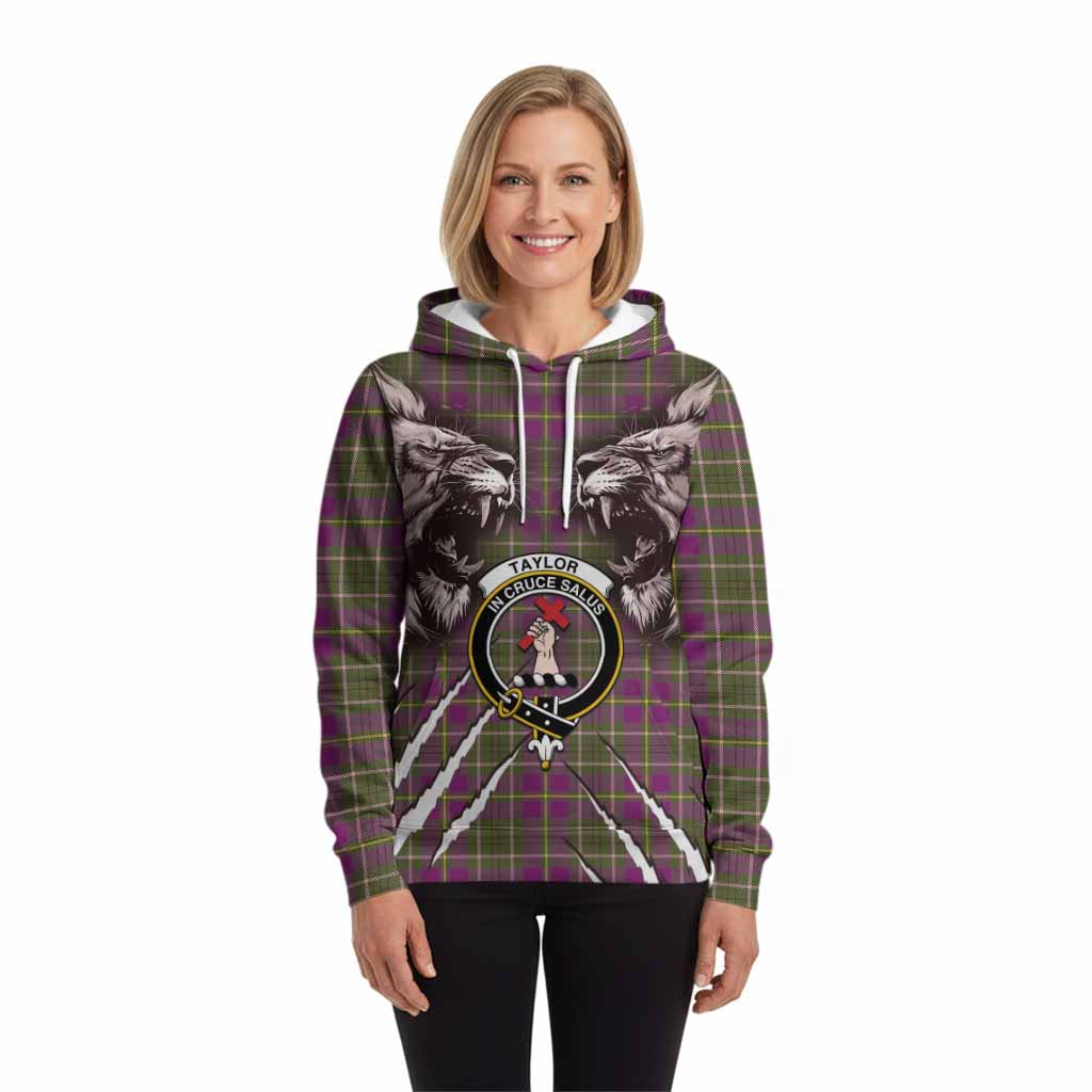 Taylor (Tailyour) Tartan Crest Hoodie Ferocious Lion Style