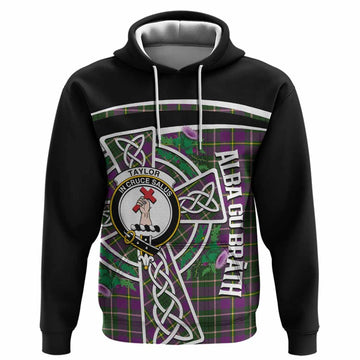 Taylor (Tailyour) Tartan Crest Hoodie Scottish Thistle Celtic Cross Alba Gu Brath