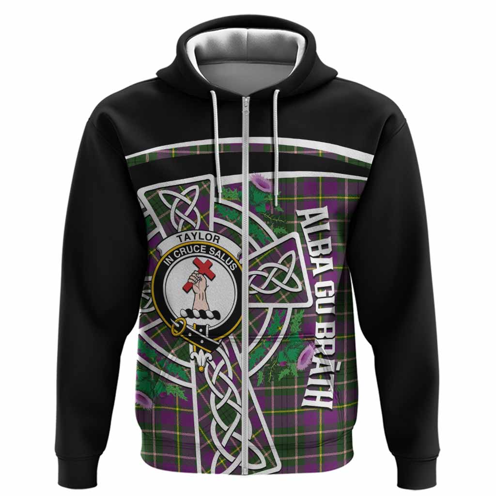 Taylor (Tailyour) Tartan Crest Hoodie Scottish Thistle Celtic Cross Alba Gu Brath