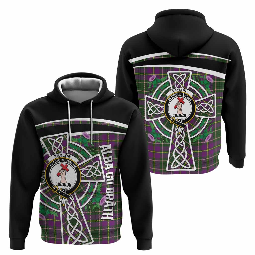 Taylor (Tailyour) Tartan Crest Hoodie Scottish Thistle Celtic Cross Alba Gu Brath