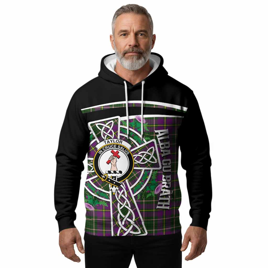 Taylor (Tailyour) Tartan Crest Hoodie Scottish Thistle Celtic Cross Alba Gu Brath
