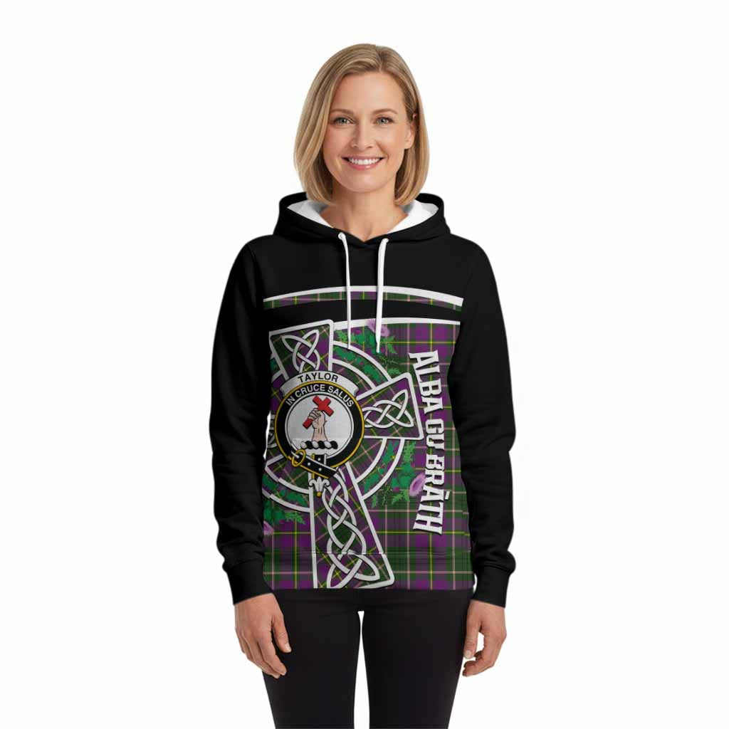 Taylor (Tailyour) Tartan Crest Hoodie Scottish Thistle Celtic Cross Alba Gu Brath
