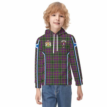 Taylor (Tailyour) Tartan Crest Kid Hoodie Scotland Coat of Arm Flag Style