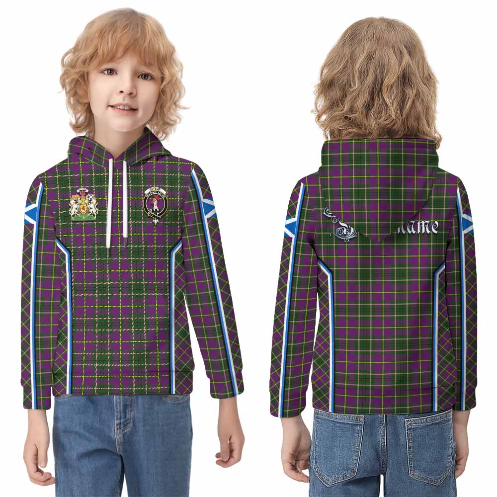 Taylor (Tailyour) Tartan Crest Kid Hoodie Scotland Coat of Arm Flag Style - Tartan Vibes Clothing