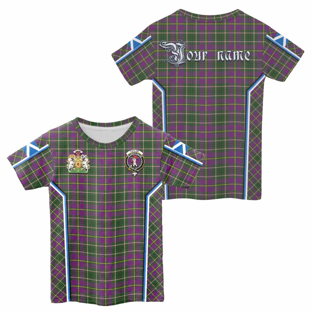 Taylor (Tailyour) Tartan Crest Kid T-shirt Scotland Coat of Arm Flag Style - Tartan Vibes Clothing