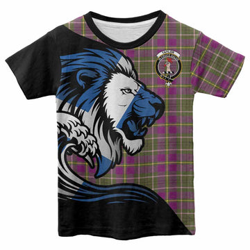 Taylor (Tailyour) Tartan Crest Kid T-shirt Scottish Golden Lions Wave Flow