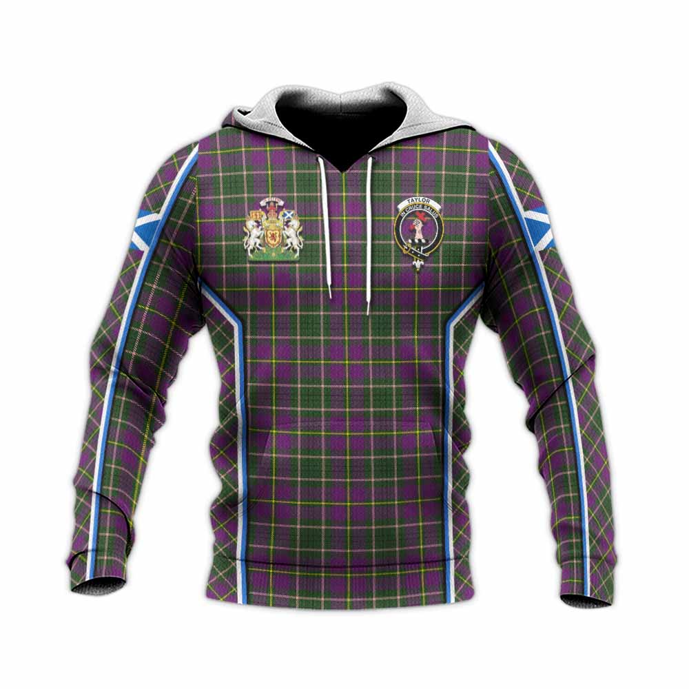 Taylor (Tailyour) Tartan Crest Knitted Hoodie Scotland Coat of Arm Flag Style - Tartan Vibes Clothing