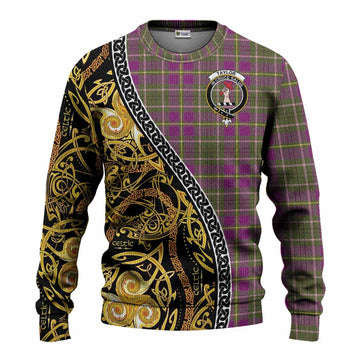 Taylor (Tailyour) Tartan Crest Knitted Sweater Celtic Knot and Triple Trickle Spiral Symbols