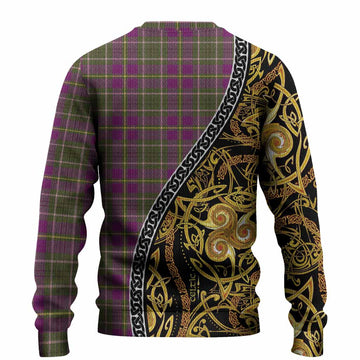 Taylor (Tailyour) Tartan Crest Knitted Sweater Celtic Knot and Triple Trickle Spiral Symbols
