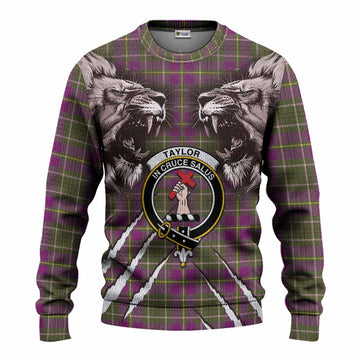 Taylor (Tailyour) Tartan Crest Knitted Sweater Ferocious Lion Style