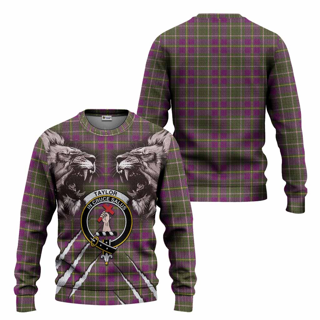 Taylor (Tailyour) Tartan Crest Knitted Sweater Ferocious Lion Style