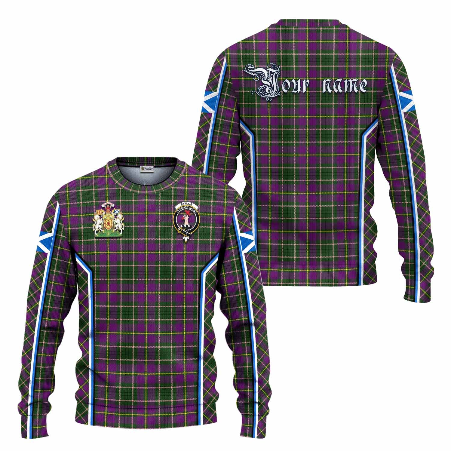 Taylor (Tailyour) Tartan Crest Knitted Sweater Scotland Coat of Arm Flag Style - Tartan Vibes Clothing