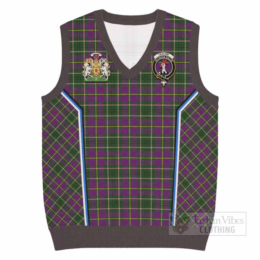 Taylor (Tailyour) Tartan Crest Knitted V-Neck Vest Scotland Coat of Arm Flag Style - Tartan Vibes Clothing
