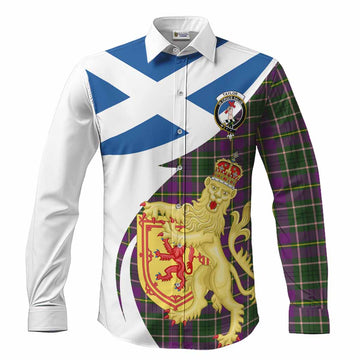 Taylor (Tailyour) Tartan Crest Lion Rampant Long Sleeve Button Shirts Classic Scottish Style