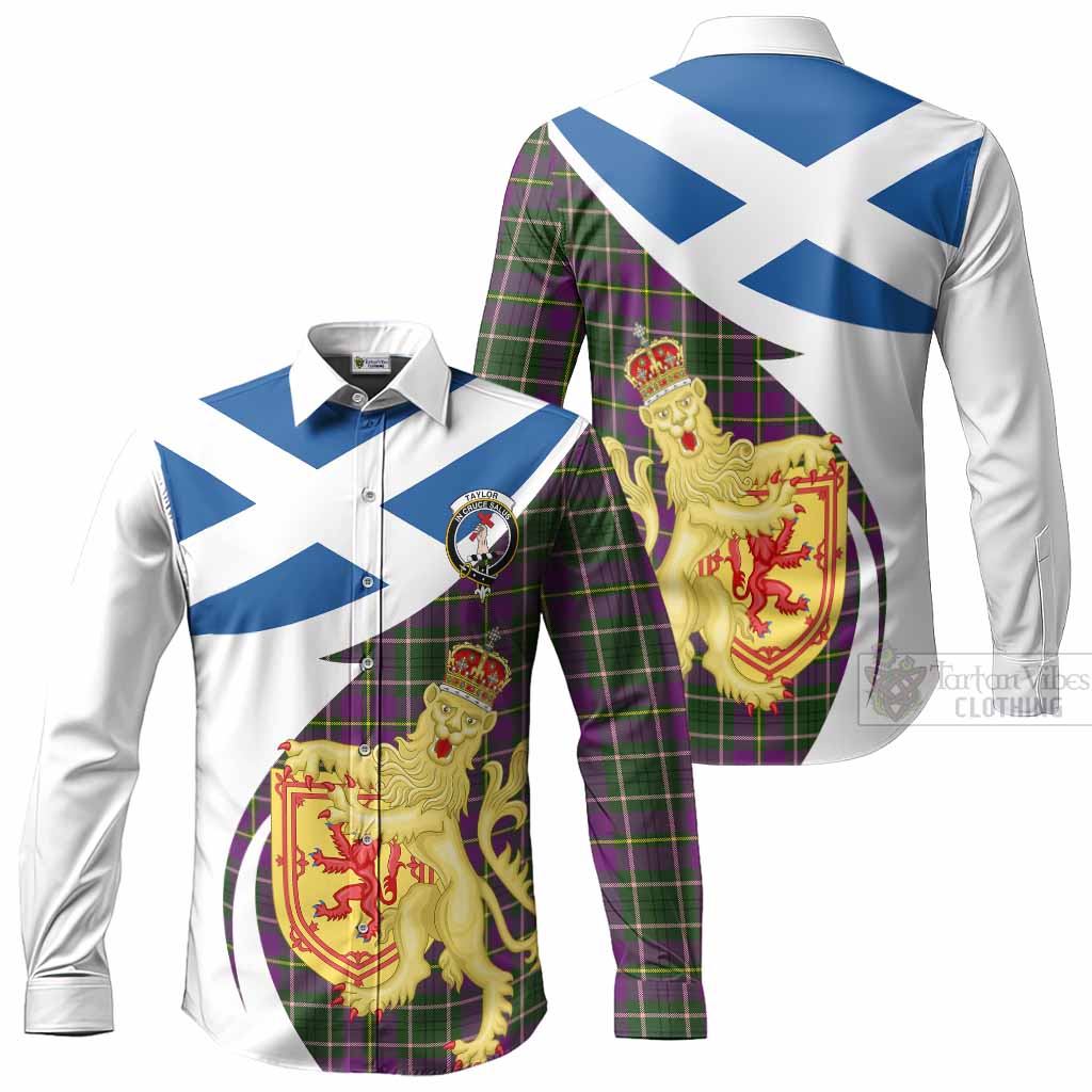 Taylor (Tailyour) Tartan Crest Lion Rampant Long Sleeve Button Shirts Classic Scottish Style