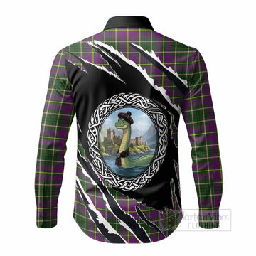 Taylor (Tailyour) Tartan Crest Loch Ness Monster Long Sleeve Button Shirts Celtic Knot Nessie Art