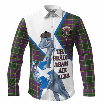 Taylor (Tailyour) Tartan Crest Loch Ness Monster Long Sleeve Button Shirts Nessie Scottish Map Tha Gradh Agam Air Alba