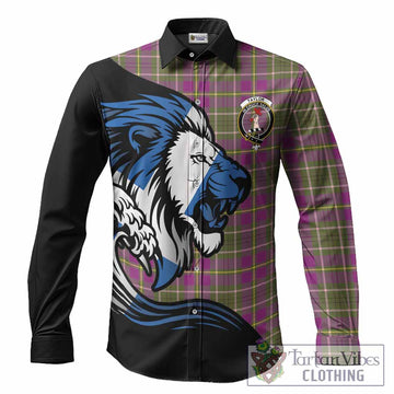 Taylor (Tailyour) Tartan Crest Long Sleeve Button Shirts Scottish Golden Lions Wave Flow
