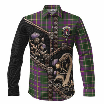 Taylor (Tailyour) Tartan Crest Long Sleeve Button Shirts Scottish Thistle Loch Ness Monster