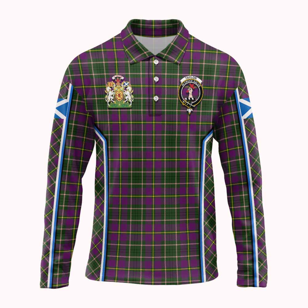 Taylor (Tailyour) Tartan Crest Long Sleeve Polo Shirt Scotland Coat of Arm Flag Style - Tartan Vibes Clothing