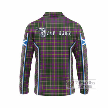 Taylor (Tailyour) Tartan Crest Long Sleeve Polo Shirt Scotland Coat of Arm Flag Style