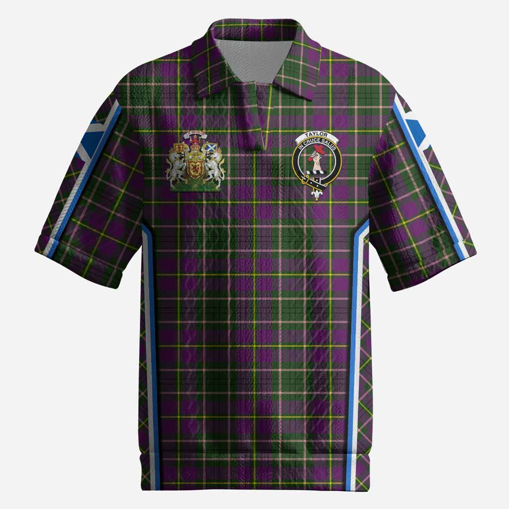 Taylor (Tailyour) Tartan Crest Men’s Polo Sweater Top Scotland Coat of Arm Flag Style