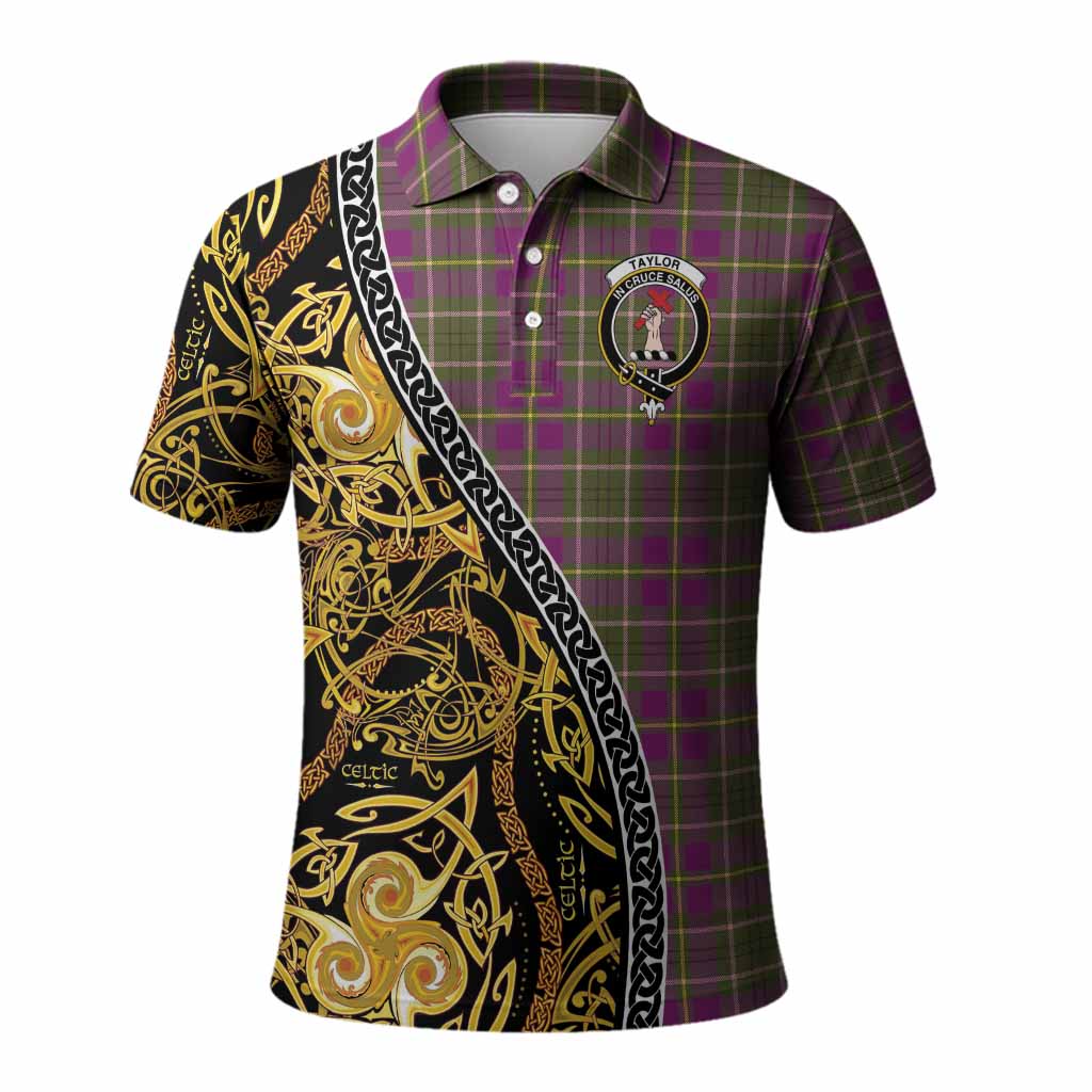 Taylor (Tailyour) Tartan Crest Polo Shirt Celtic Knot and Triple Trickle Spiral Symbols