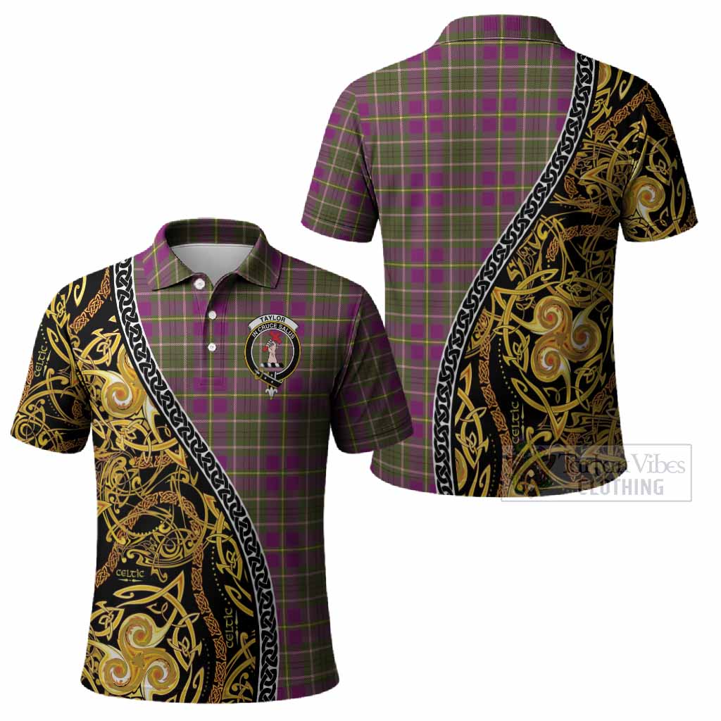 Taylor (Tailyour) Tartan Crest Polo Shirt Celtic Knot and Triple Trickle Spiral Symbols