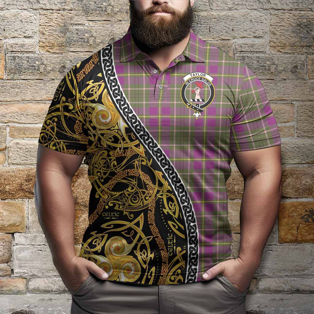 Taylor (Tailyour) Tartan Crest Polo Shirt Celtic Knot and Triple Trickle Spiral Symbols