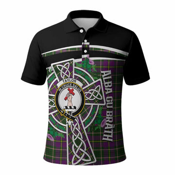 Taylor (Tailyour) Tartan Crest Polo Shirt Scottish Thistle Celtic Cross Alba Gu Brath