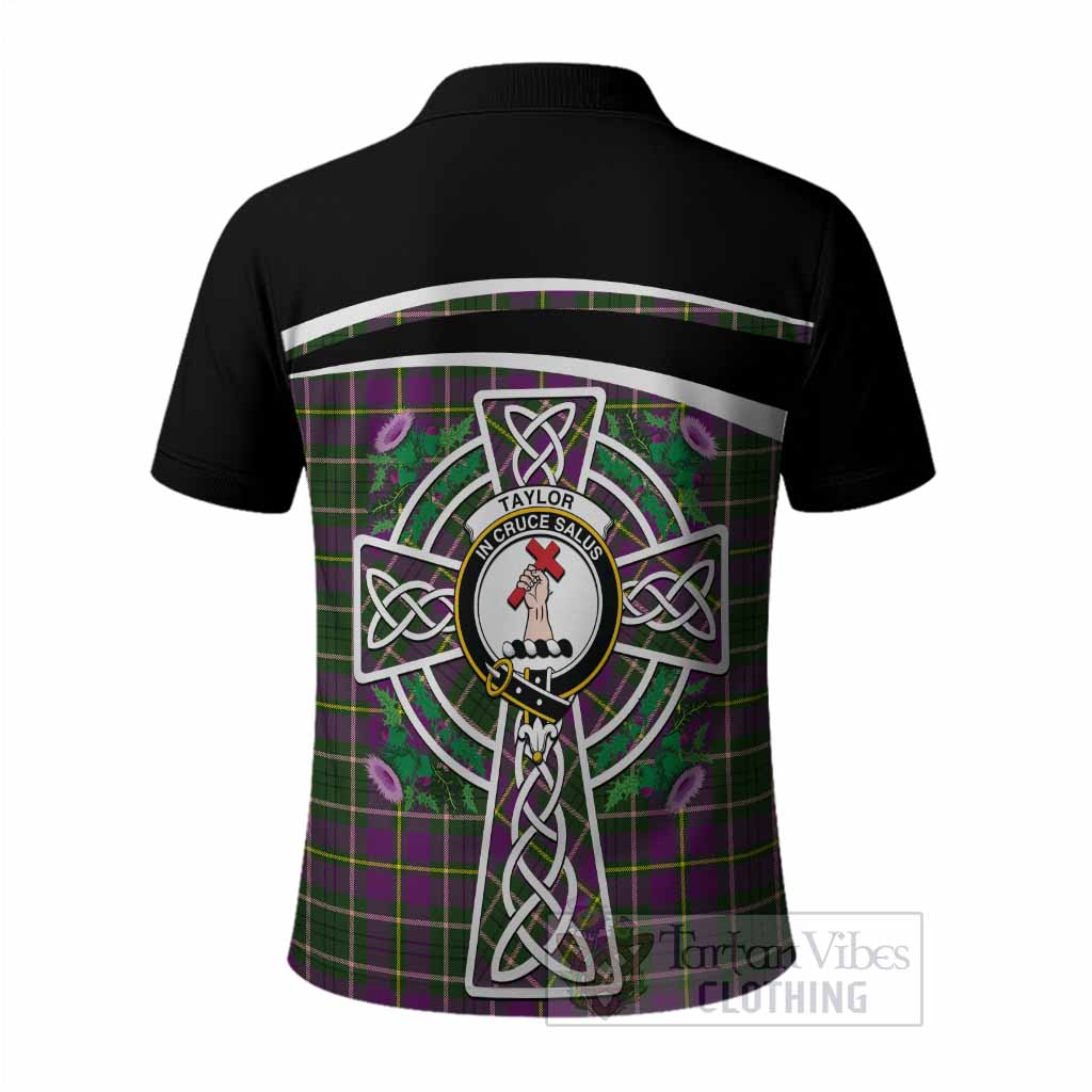 Taylor (Tailyour) Tartan Crest Polo Shirt Scottish Thistle Celtic Cross Alba Gu Brath