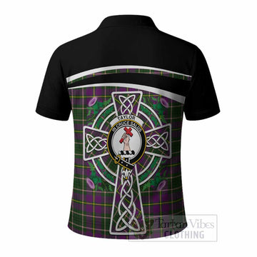 Taylor (Tailyour) Tartan Crest Polo Shirt Scottish Thistle Celtic Cross Alba Gu Brath