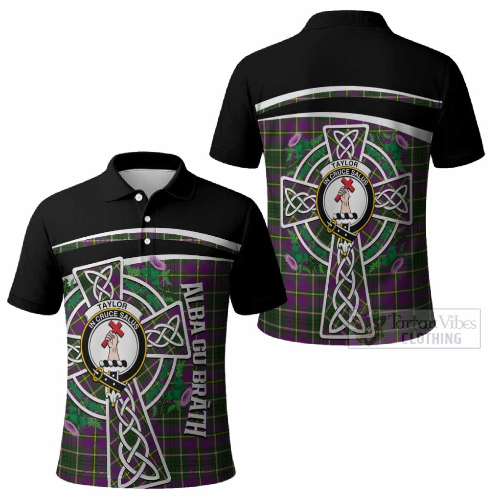 Taylor (Tailyour) Tartan Crest Polo Shirt Scottish Thistle Celtic Cross Alba Gu Brath