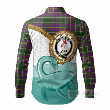 Taylor (Tailyour) Tartan Crest Scottish Loch Ness Monster Long Sleeve Button Shirts Happy Ness Scotland Celtic Knot