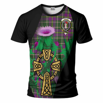 Taylor (Tailyour) Tartan Crest T-Shirt Celtic Cross Thistle Flowers