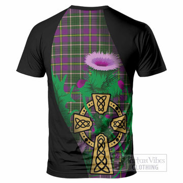 Taylor (Tailyour) Tartan Crest T-Shirt Celtic Cross Thistle Flowers