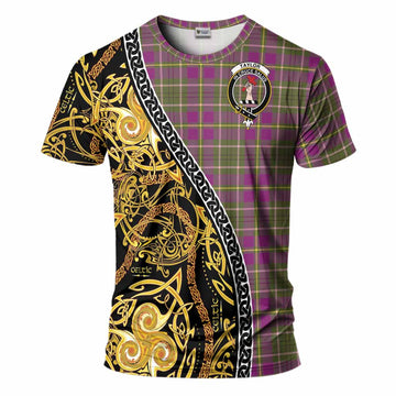 Taylor (Tailyour) Tartan Crest T-Shirt Celtic Knot and Triple Trickle Spiral Symbols