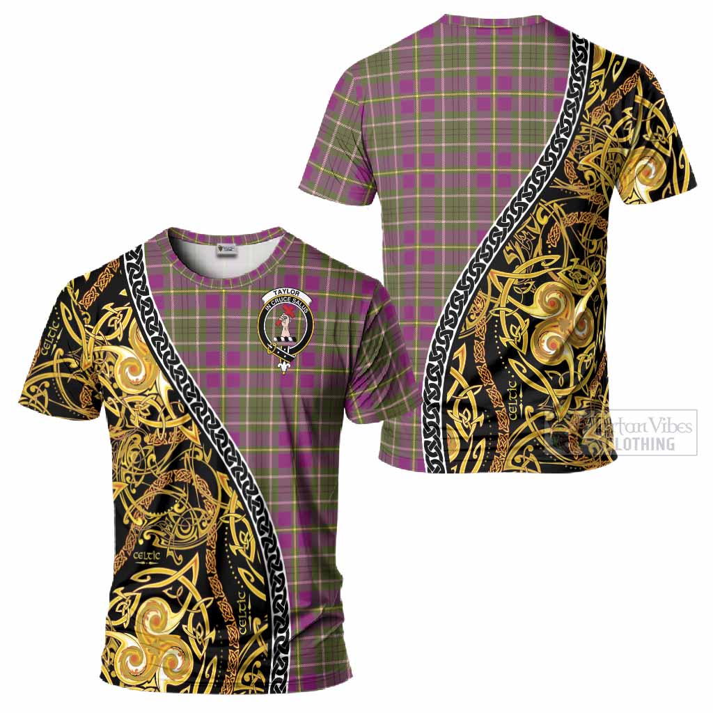 Taylor (Tailyour) Tartan Crest T-Shirt Celtic Knot and Triple Trickle Spiral Symbols