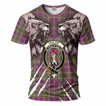 Taylor (Tailyour) Tartan Crest T-Shirt Ferocious Lion Style