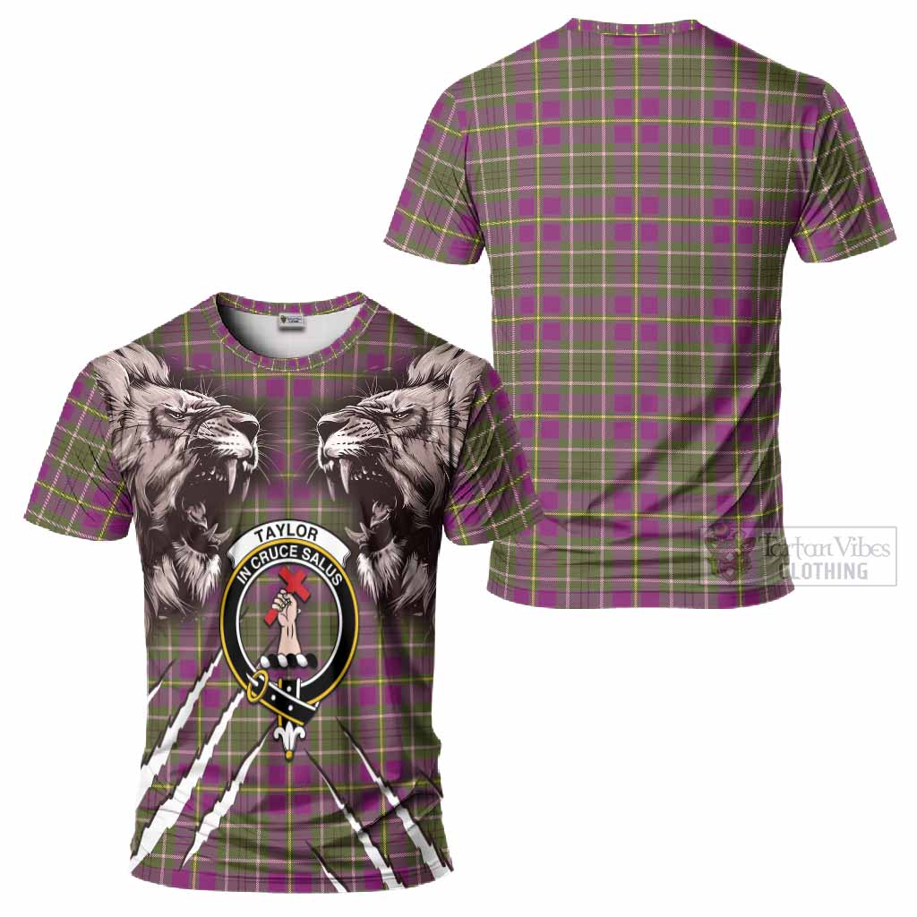 Taylor (Tailyour) Tartan Crest T-Shirt Ferocious Lion Style