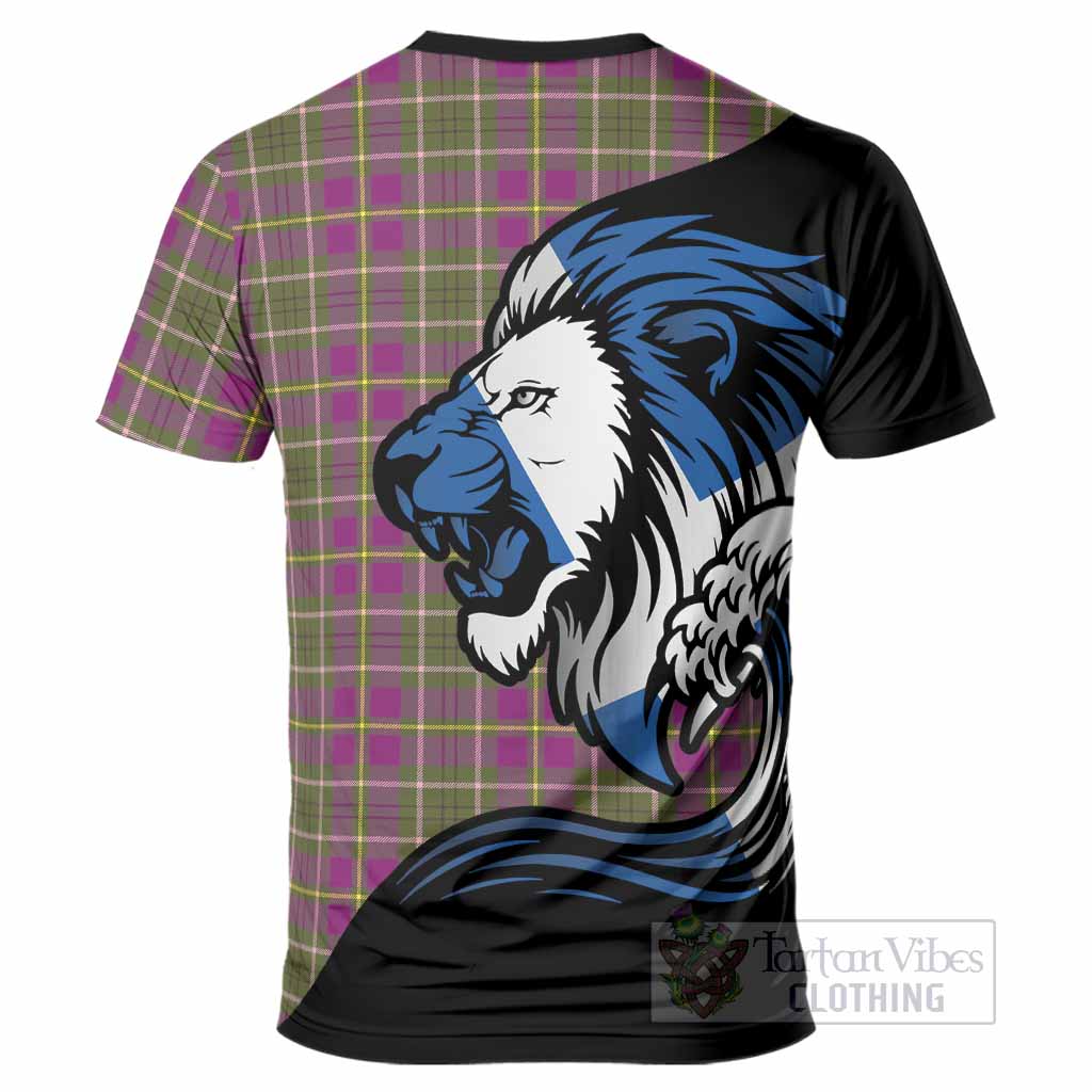 Taylor (Tailyour) Tartan Crest T-Shirt Scottish Golden Lions Wave Flow