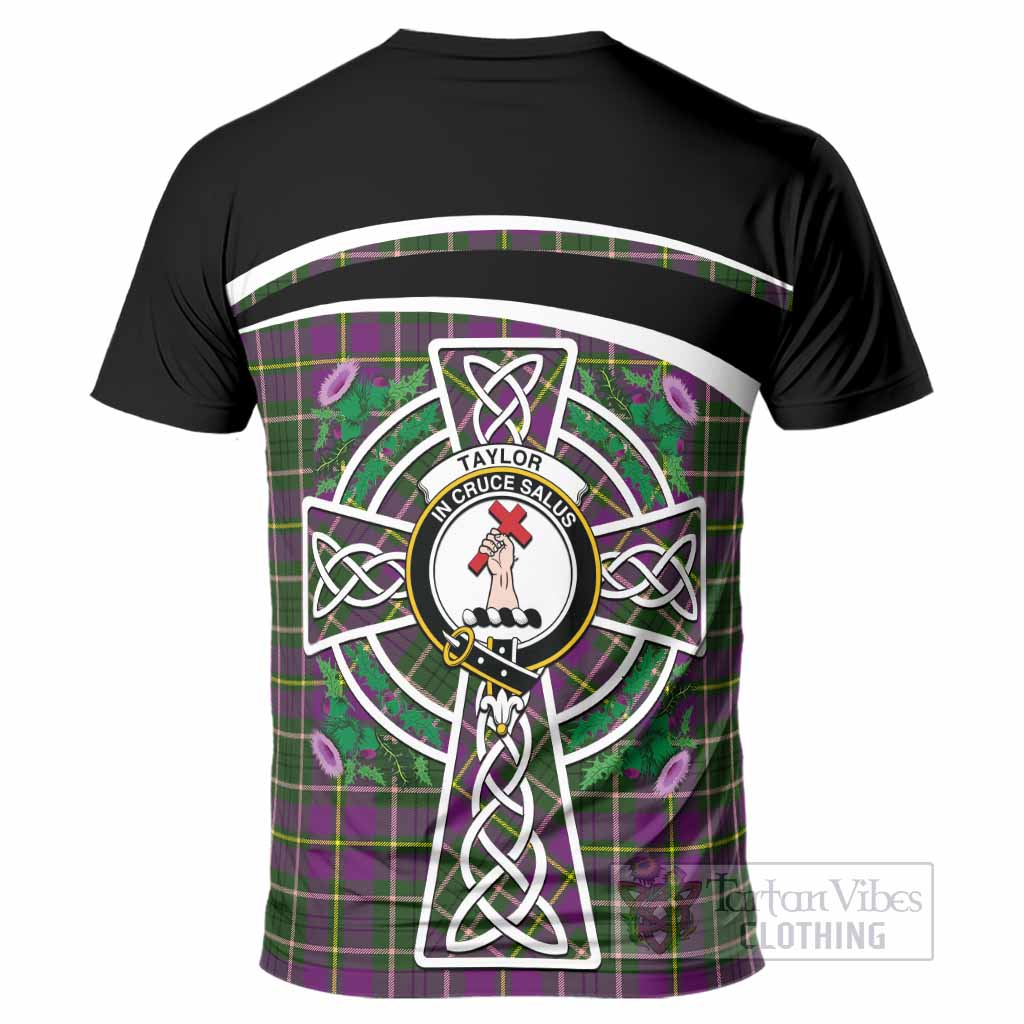 Taylor (Tailyour) Tartan Crest T-Shirt Scottish Thistle Celtic Cross Alba Gu Brath