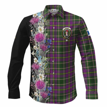 Taylor (Tailyour) Tartan Crest Thistle Floral Long Sleeve Button Shirts