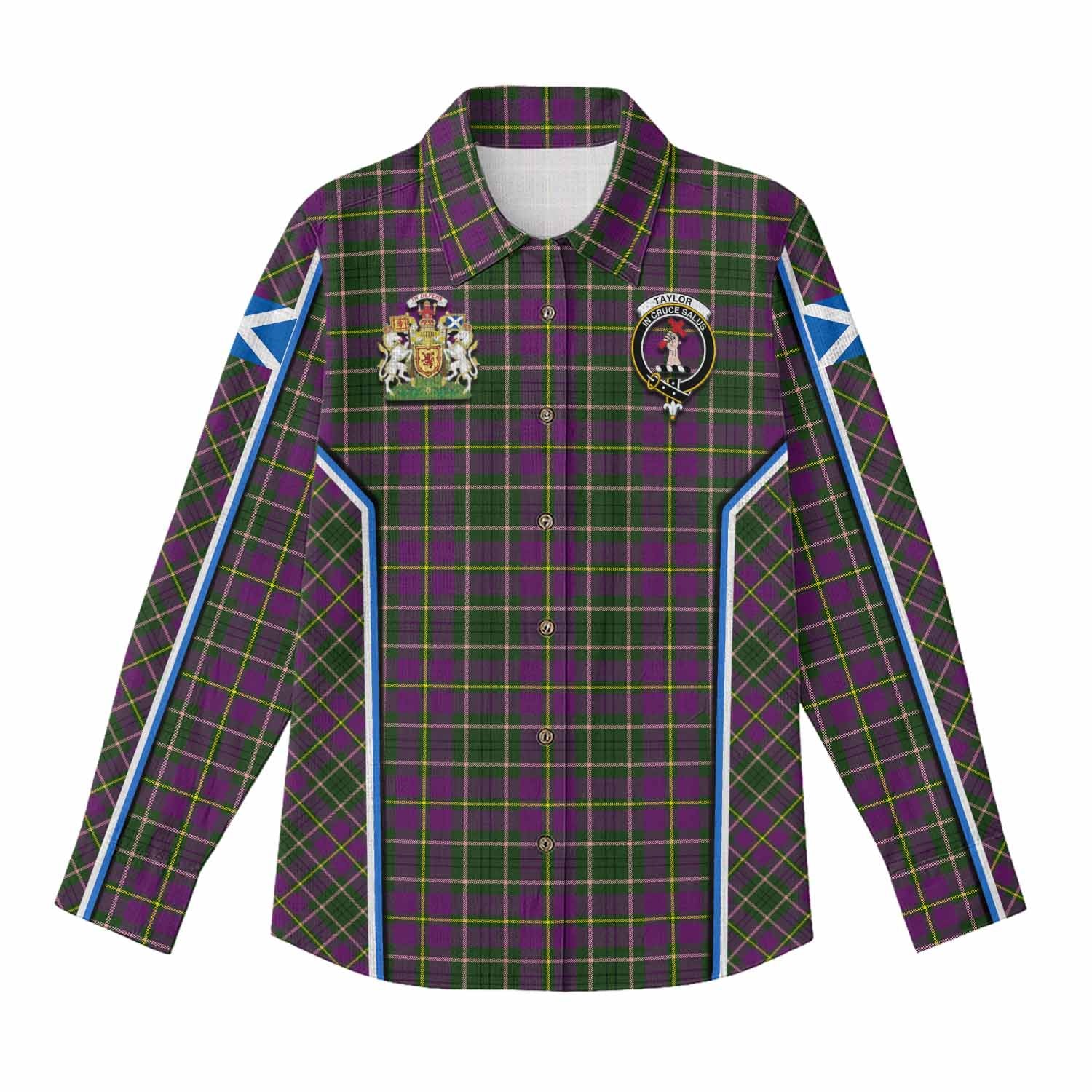 Taylor (Tailyour) Tartan Crest Women Casual Shirt Scotland Coat of Arm Flag Style - Tartan Vibes Clothing