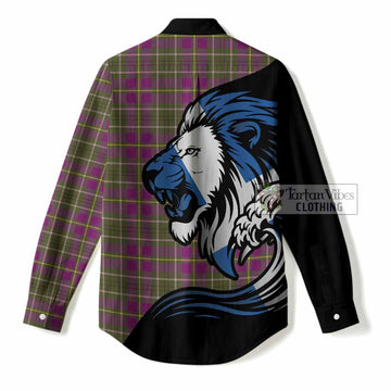Taylor (Tailyour) Tartan Crest Women Casual Shirt Scottish Golden Lions Wave Flow