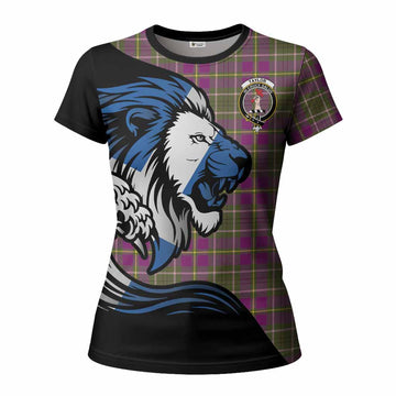 Taylor (Tailyour) Tartan Crest Women T shirt Scottish Golden Lions Wave Flow
