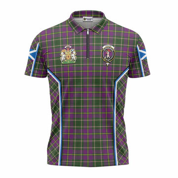 Taylor (Tailyour) Tartan Crest Zipper Polo Shirt Scotland Coat of Arm Flag Style