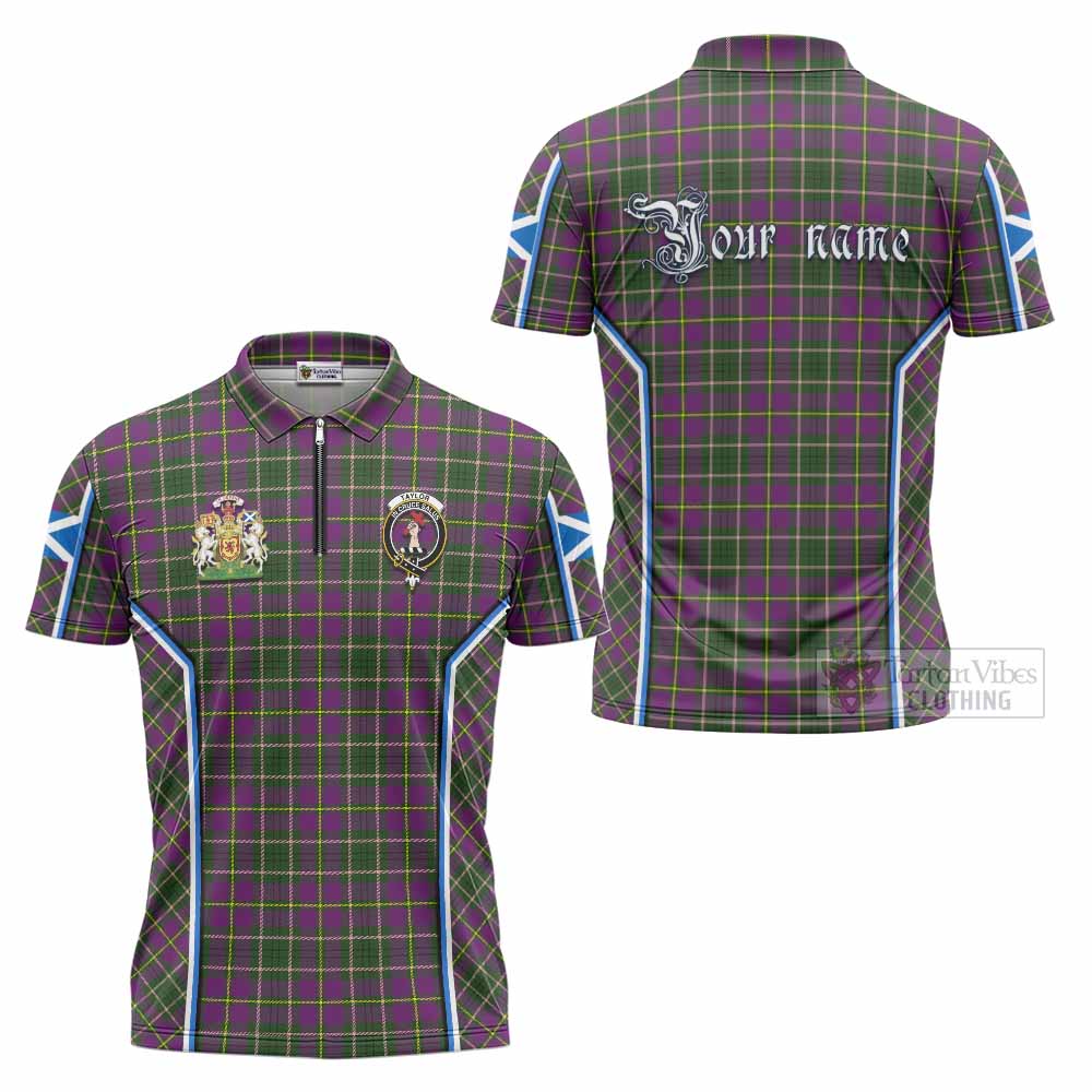 Taylor (Tailyour) Tartan Crest Zipper Polo Shirt Scotland Coat of Arm Flag Style - Tartan Vibes Clothing